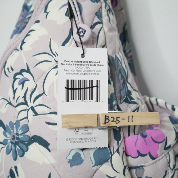 Vera Bradley Featherweight Sling Backpack Travel Fresh-Cut Floral Lavender NWT main image 2